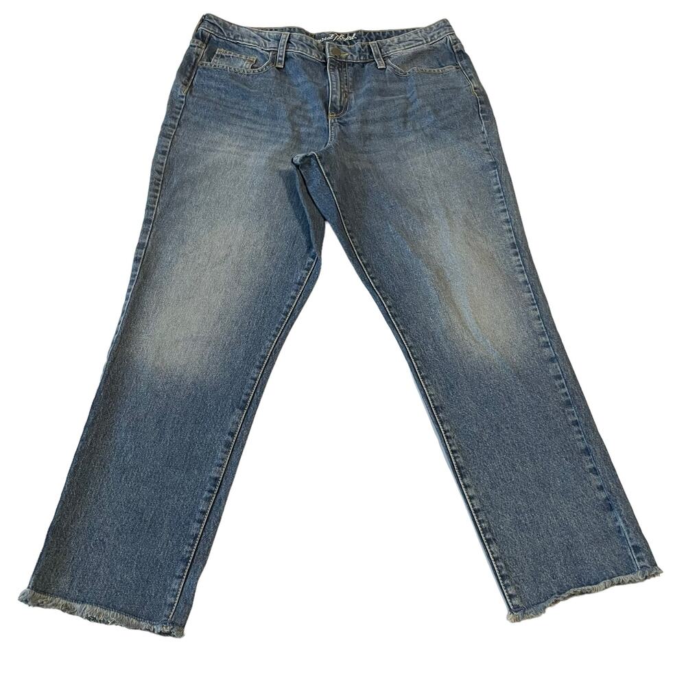 Universal Thread Jeans Womens Size 12 Blue High Rise Straight Raw Edge Denim